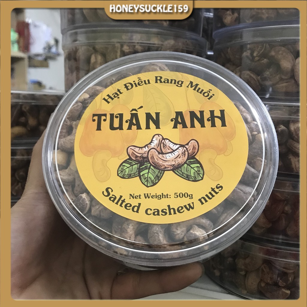 Hạt Điều Rang Muối Bình Phước Vỡ Loại A Hộp 500g( còn vỏ lụa)