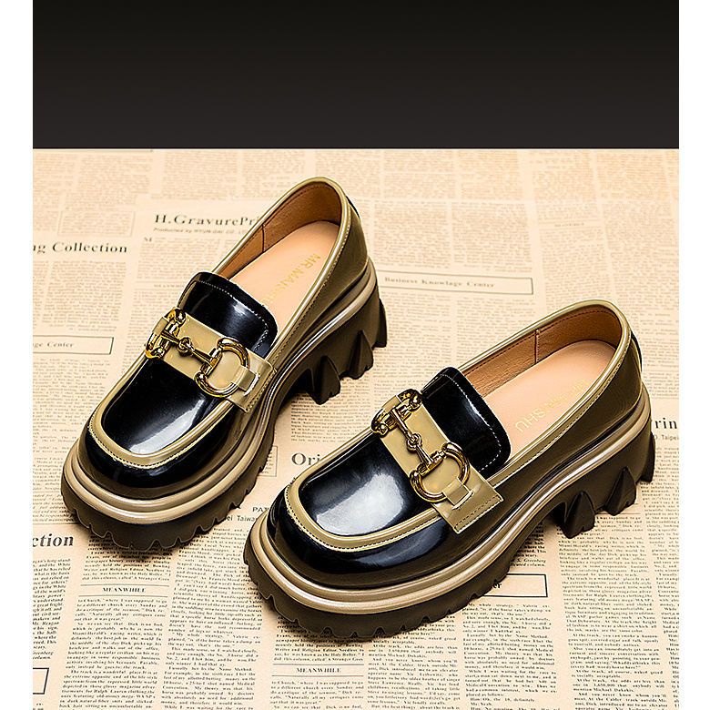 Giày Da Đế Dày Phong Cách Retro Thời Trang Cho Nữ