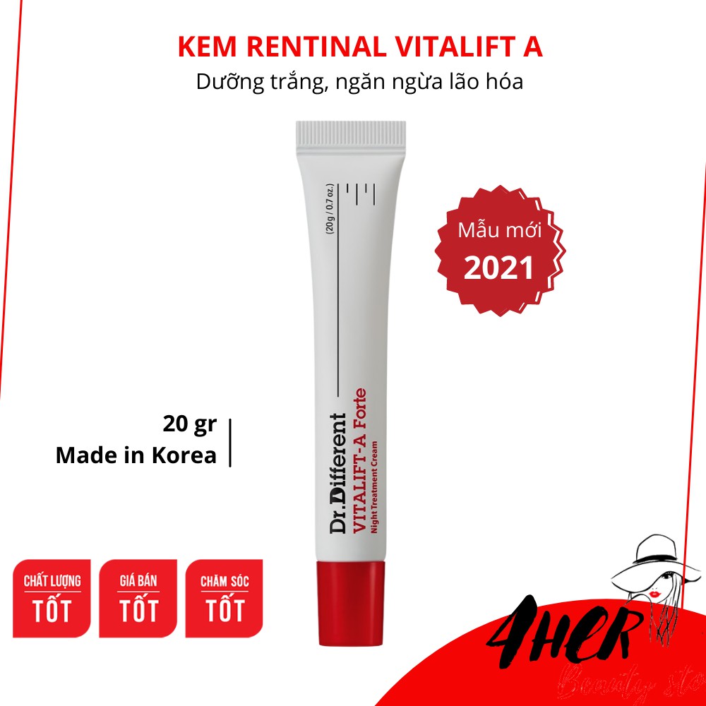 [Mẫu mới 2021] Kem dưỡng da Dr.different Vita A Cream Forte Retinal (0.1%- 0.05%)