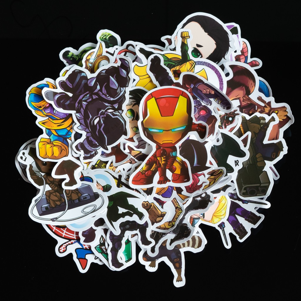 Sticker Avengers chống nước lâu phai trang trí mũ bảo hiểm, đàn, guitar, ukelele, macbook, laptop