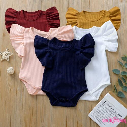 Bộ đồ liền thân bằng cotton cho bé gái 0-18 tháng tuổi