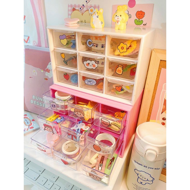 Tủ nhựa mini đa năng 9 ngăn dễ thương nhỏ nhắn 18×12×10cm | BigBuy360 - bigbuy360.vn