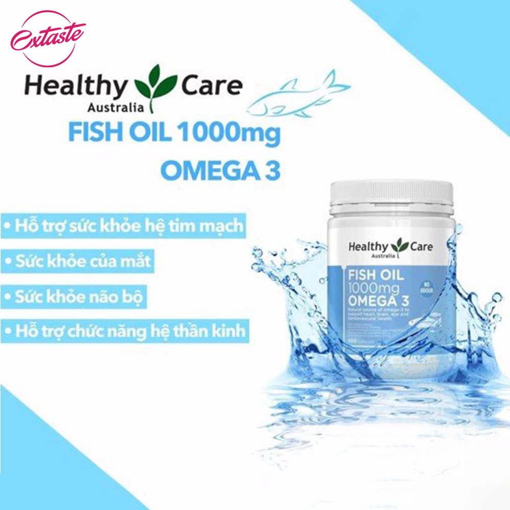 Dầu cá tự nhiên Healthy Care Fish Oil 1000mg Omega 3 sáng mắt 400 viên - extaste