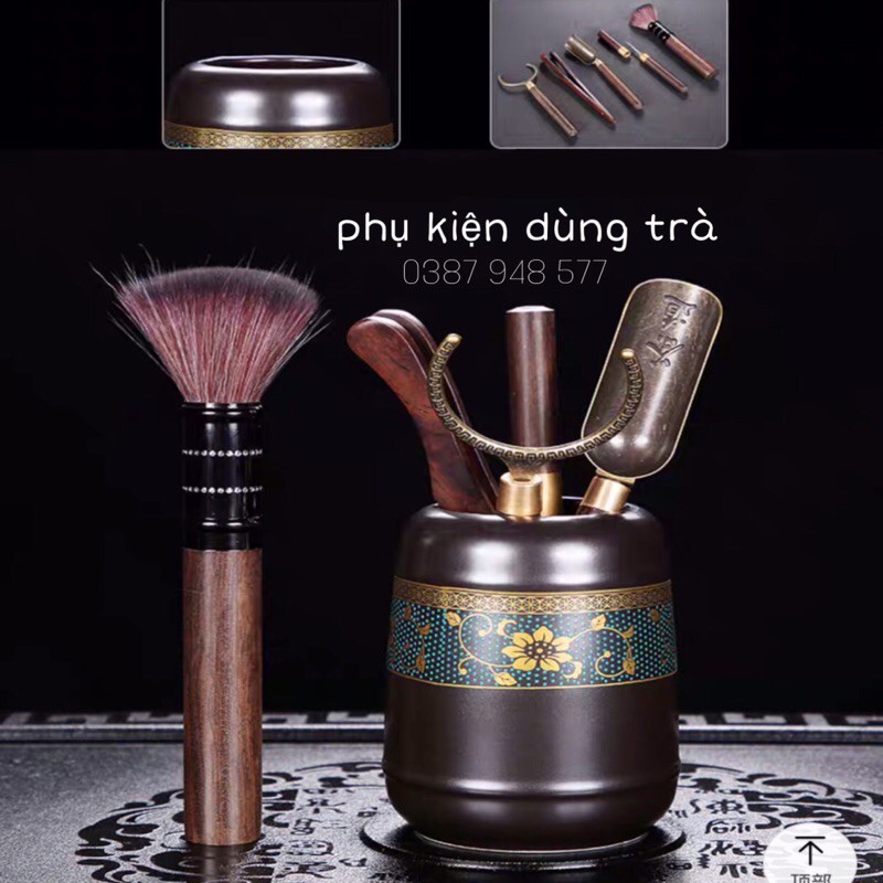 Bộ ấm chén pha trà đẹp Cối xay gốm sứ cao cấp,Bộ chén uống trà đạo 18 chi tiết hoa cẩm xanh lòng chén trắng giá rẻ