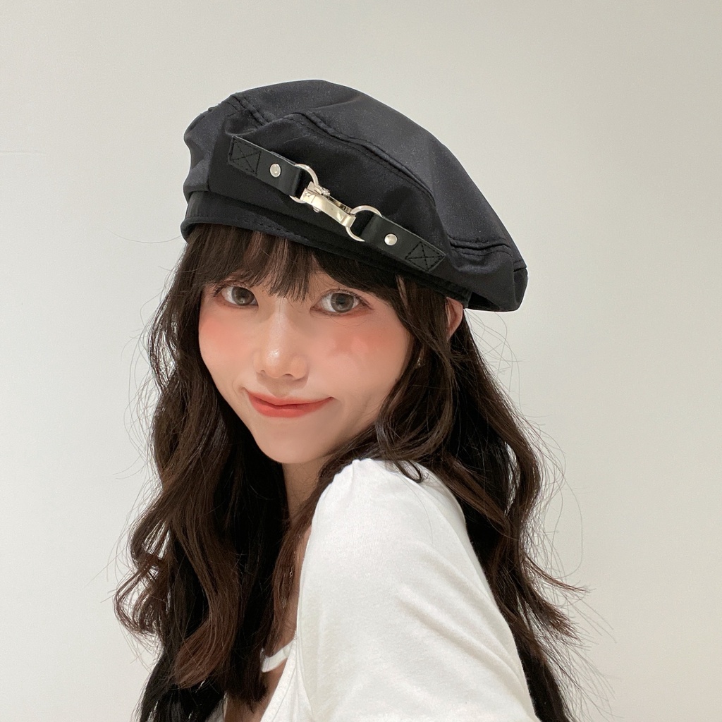 Mũ Beret Phối Khuy Móc Kẹp Nón Nồi Kiểu Hàn P2169