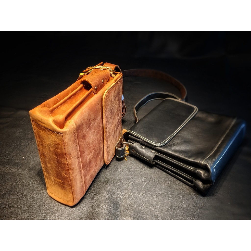 Túi Đeo Chéo Da Bò Mill Đen, Nâu Cao Cấp - DA THẬT 100% & BẢO HÀNH 2 NĂM