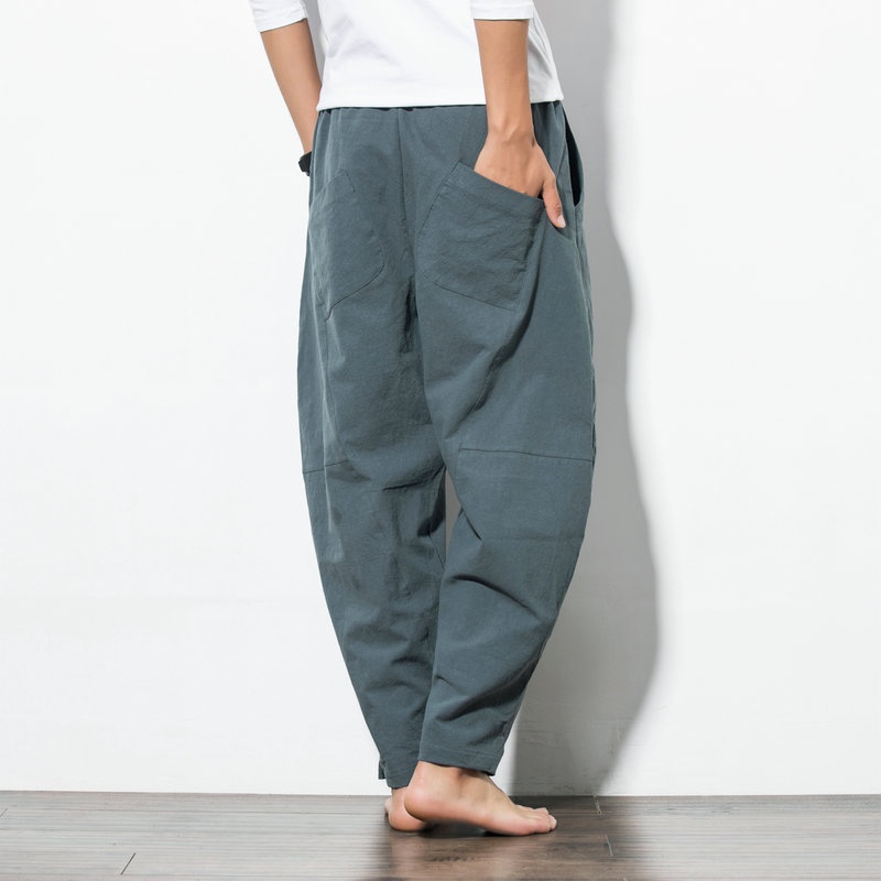 Quần Harem Chất Liệu Cotton Lanh Plus Size Cho Nam