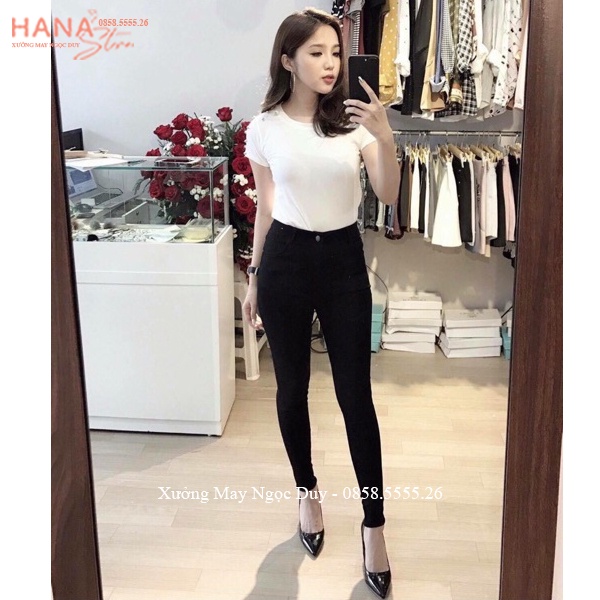 Quần legging nữ đi học làm công sở khuy cài khóa kéo vải umi co dãn kiểu quần tây legging nữ dài cạp cao phối áo sơ mi