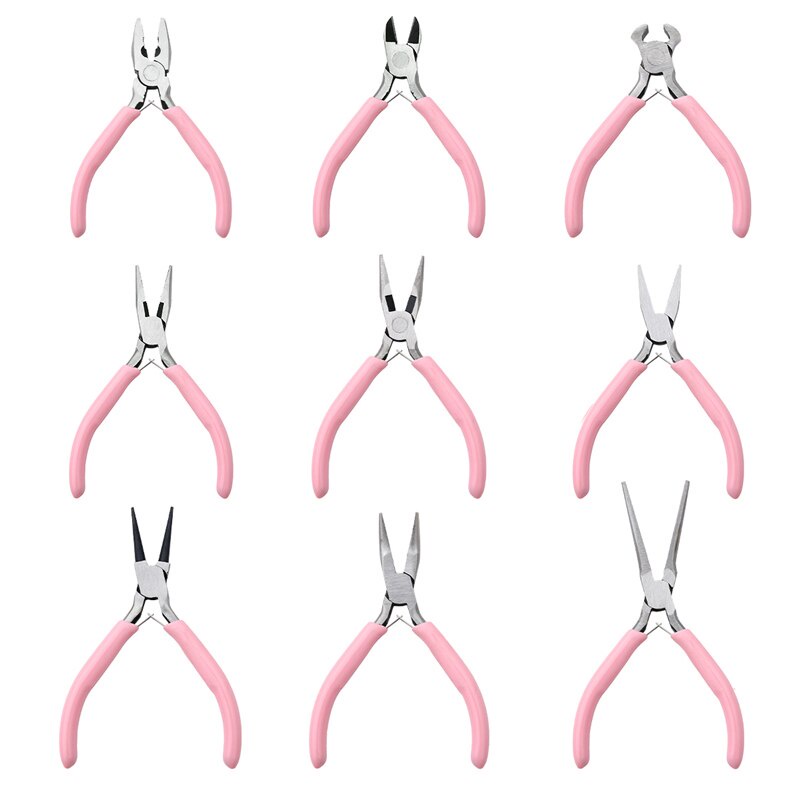 Bộ kìm cắt cố định chống trượt tay cầm màu hồng dùng làm đồ trang sức thủ công/may vá