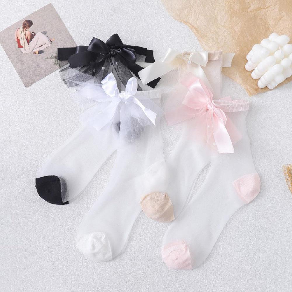 Tất Lưới Xuyên Thấu Màu Trơn Phong Cách Lolita