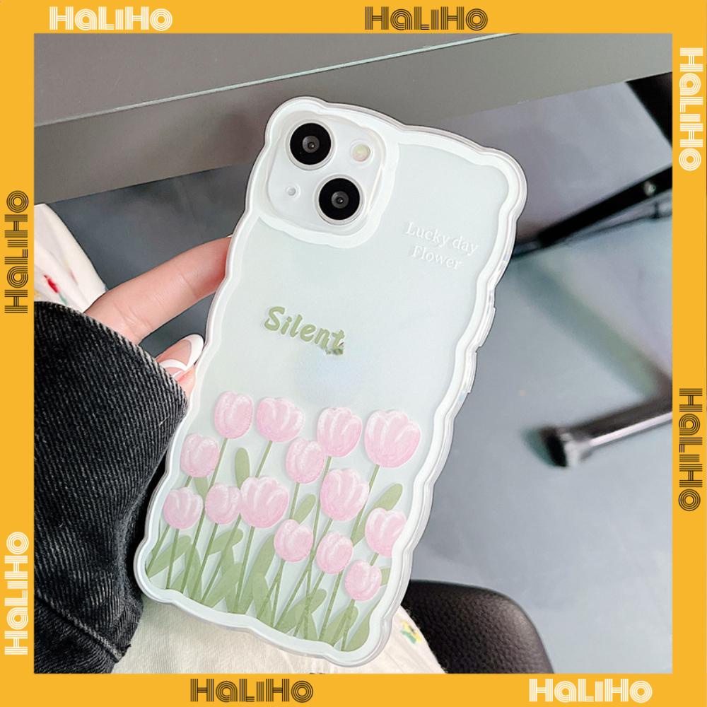 iPhone Case Silicone Soft Case Clear Case Wave Airbag Shockproof Camera Cover Protection Pink Flower Compatible For iPhone 11 iPhone 13 Pro Max iPhone 12 Pro Max iPhone 7 Plus xr
