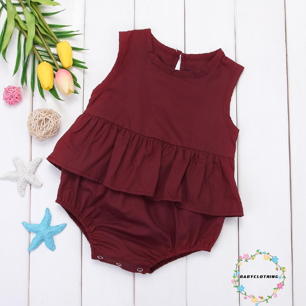 ღWSVღNewborn Baby Girl Red Sleeveless Romper Jumpsuit Bodysuit Outfits Clothes Summer