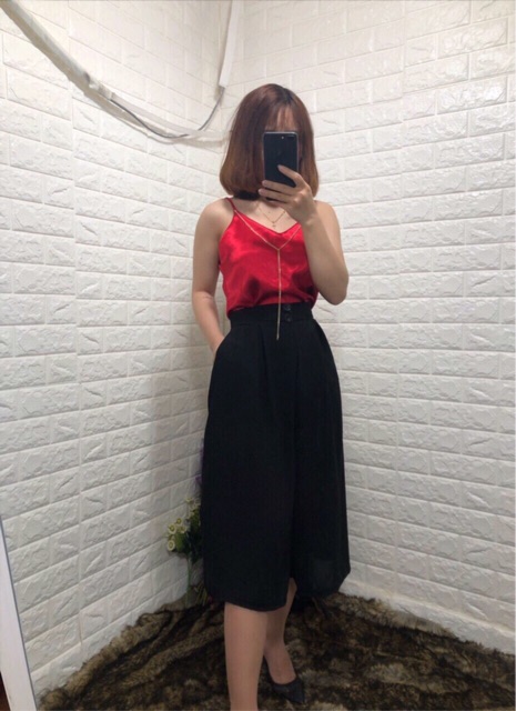 Quần ống rộng vải voan có nút | BigBuy360 - bigbuy360.vn