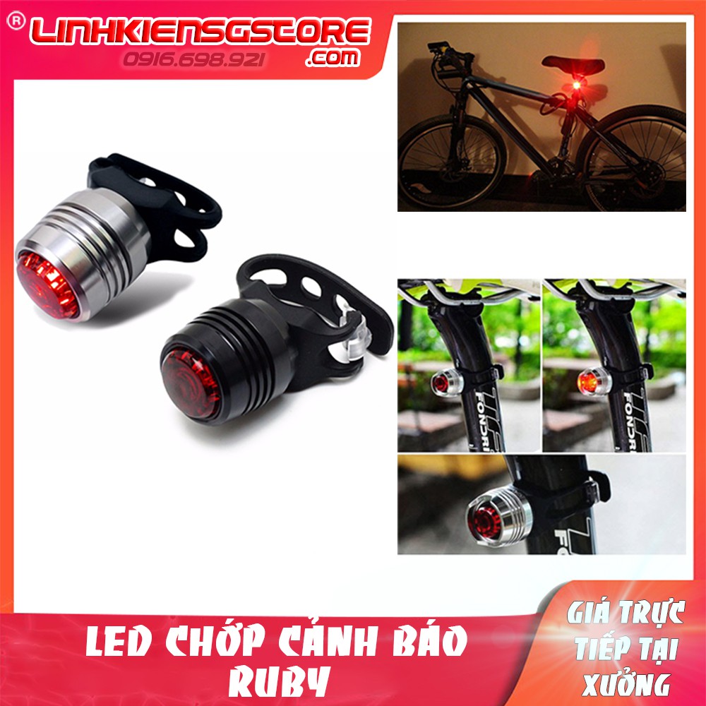 🔥GIÁ SỈ🔥 Đèn LED chớp sáng gắn đuôi xe đạp ruby gắn cốt yên,nón bảo hiểm,ghi dong