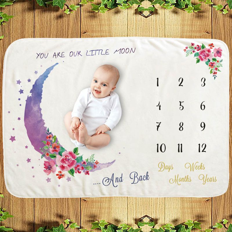 Chăn Đánh Dấu Cột Mốc Phát Triển Theo Tháng Làm Phụ Kiện Chụp Ảnh Cho Bé Sơ Sinh Lưng