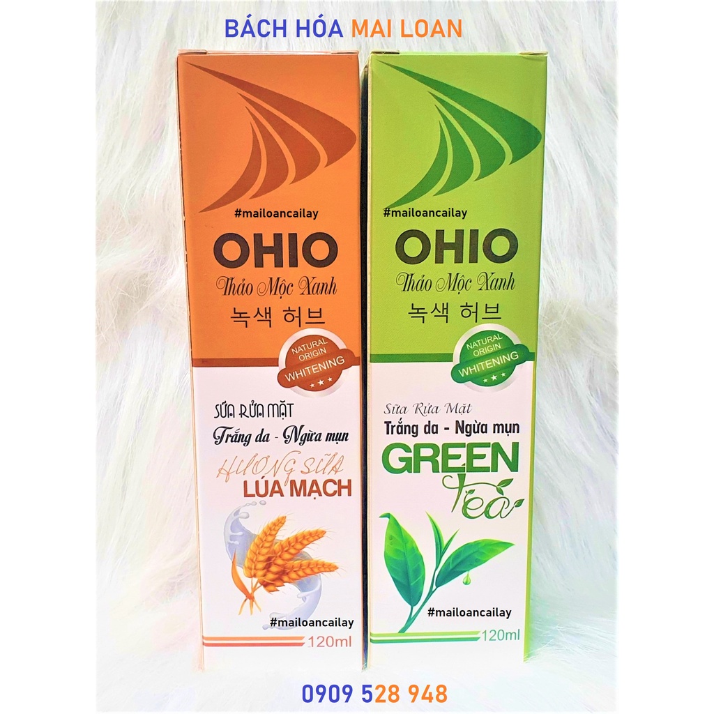 Sữa Rửa Mặt Ohio Green Tea Trắng Da - Ngừa Mụn Thảo Mộc Xanh 120g