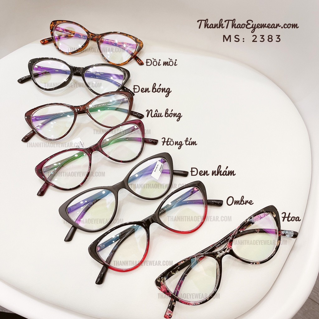 [ Clip Quay Thật] Gọng Kính Cận Nữ Mắt Mèo Nhựa Dẻo, Bền Nhiều Màu , Kính Mát  Giả Cận Thời Trang  -  ThanhThaoEyewear