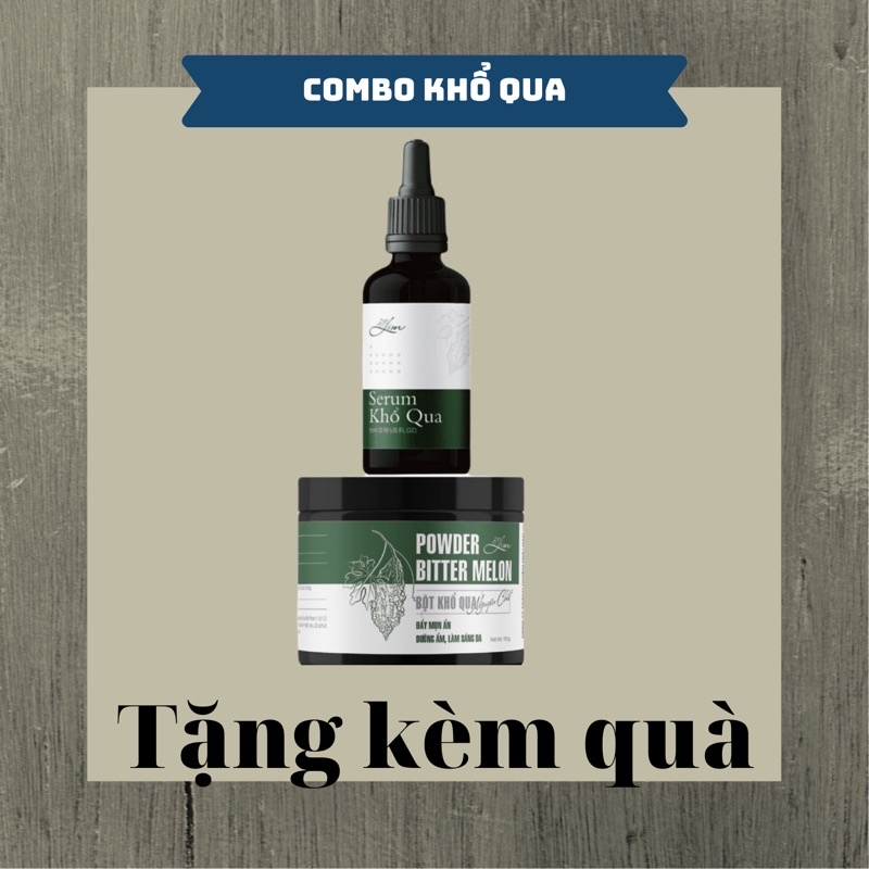 Combo serum khổ qua & bột khổ qua - handmade Lim giảm mụn mờ thâm - 100% từ thiên nhiên