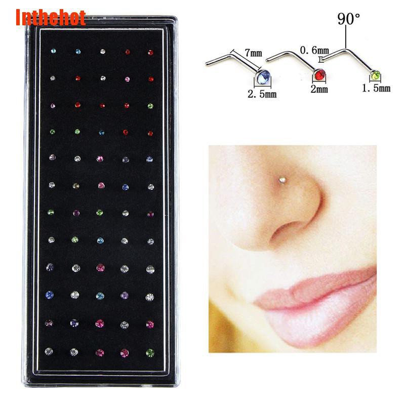 Bộ 60 Khuyên Xỏ Ngón Chân Bằng Thép Không Gỉ Đính Đá Thời Trang