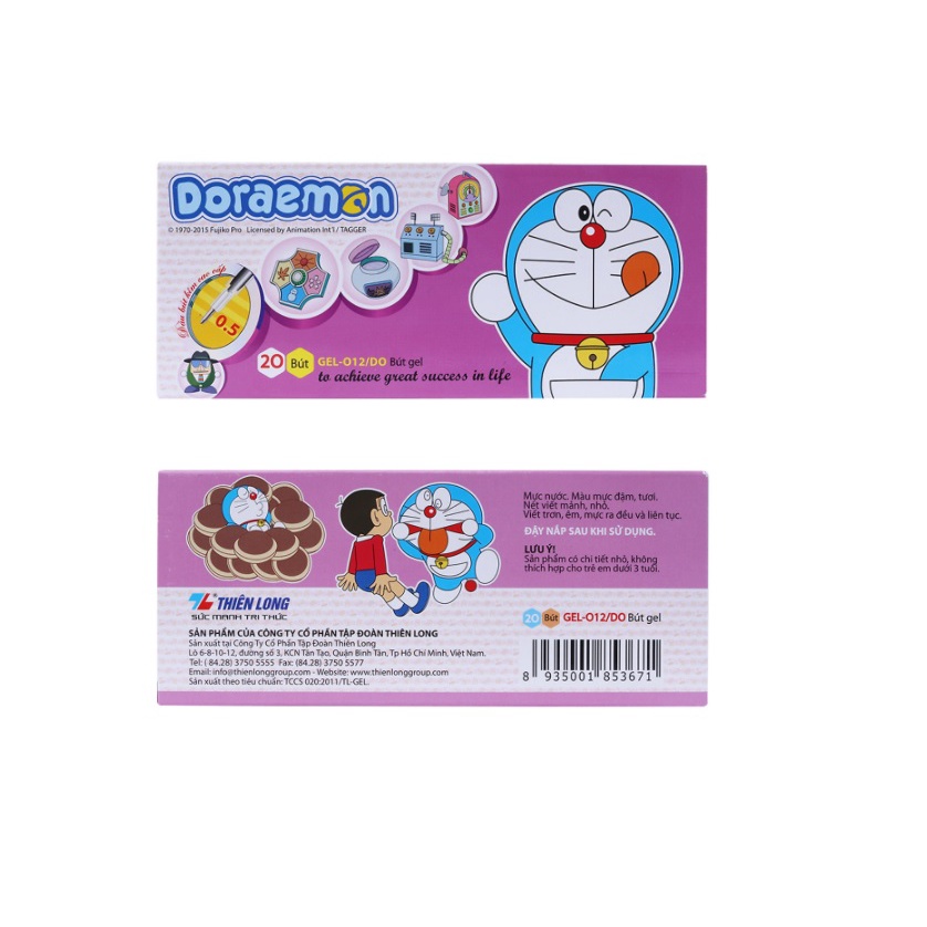 BÚT DORAEMON GEL012 TÍM (HỘP 20 CÂY)