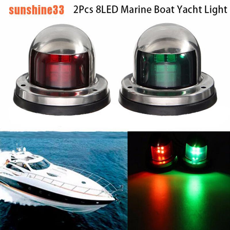 2x Marine Boat Stainless Steel Red&Green LED Navigation Signal Light Lamp