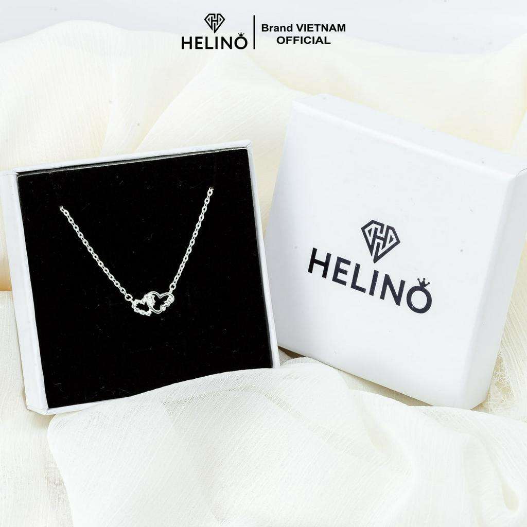 Dây chuyền bạc nữ HELINO trái tim love lồng nhau đính đá C41