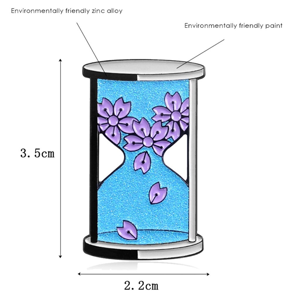 Pin cài áo họa tiết hoa Sakura/ mầm cây/ phi hành gia/ cá voi kiểu dáng đồng hồ cát - GC410