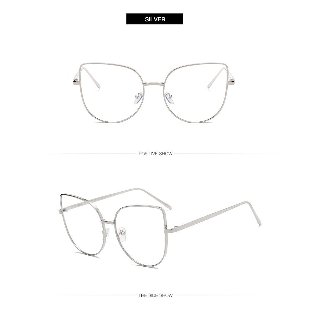 Kính Mắt Mèo Samjune Gọng Kim Loại Thiết Kế Thời Trang Tròng Kính Trong Suốt Dành Cho Nam/ Nữ