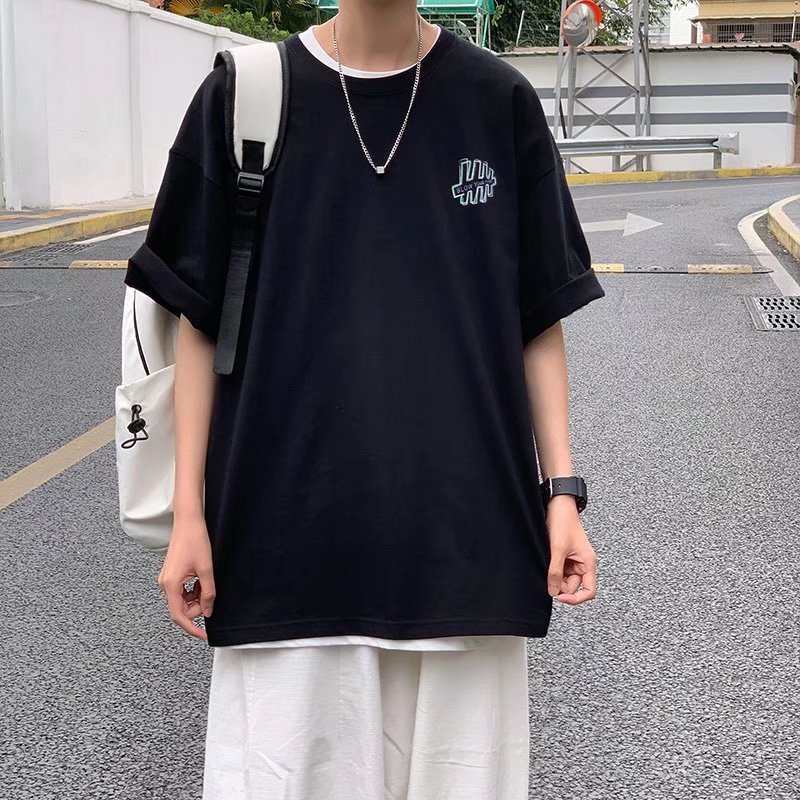 Áo thun tay ngắn dáng rộng 5 tấc phong cách Hàn Quốc thời trang mùa hè cho nam 3 màu lựa chọn