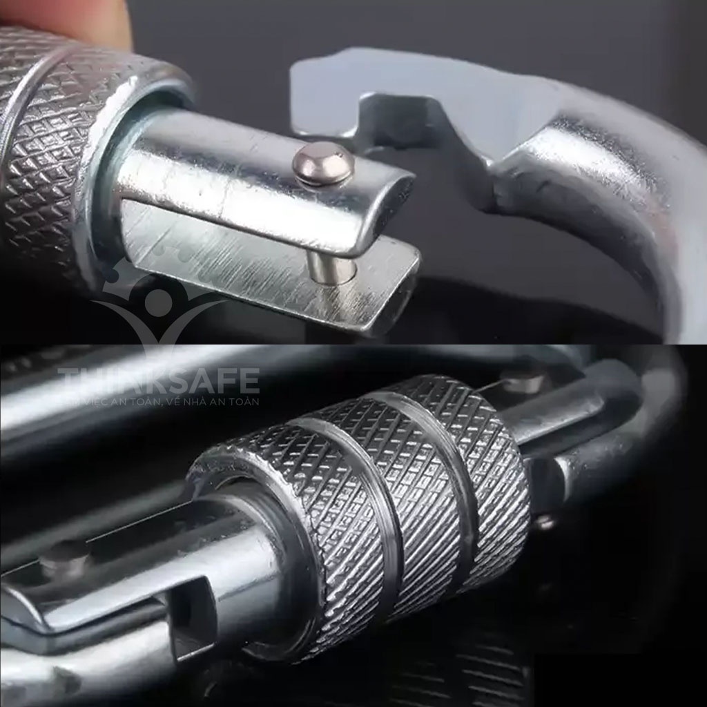 Móc khóa chữ D, móc an toàn, cứu hộ, leo núi, dùng trong xây dựng, du lịch - THINKSAFE