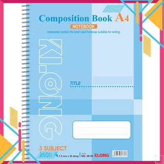 (Combo 5 cuốn) Sổ lò xo KLONG A4 260trang; MS: 381M (giao màu ngẫu nhiên)