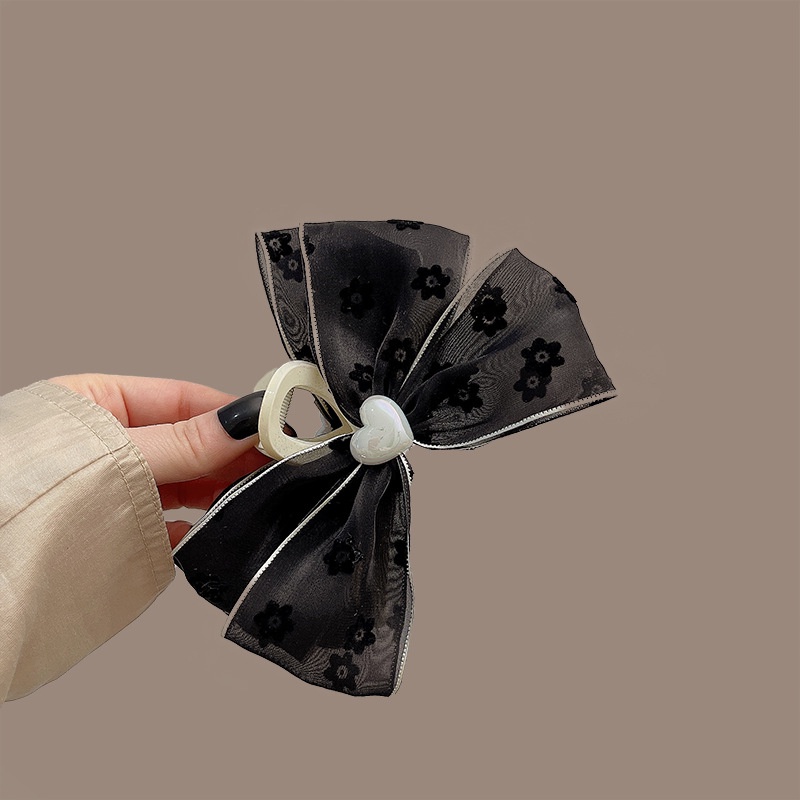 Kẹp Tóc Hình Nơ Lưng Đính Ngọc Trai Phong Cách Hàn Quốc Cho Nữ