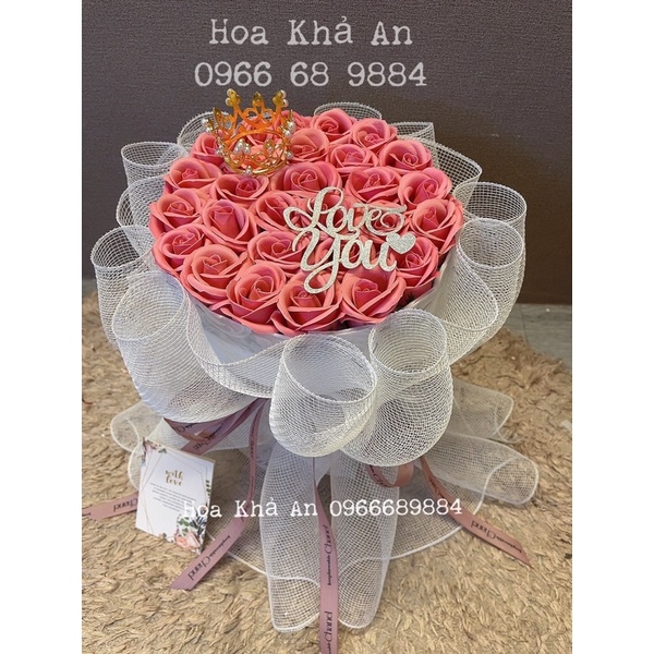 [Kèm túi,thiệp,chữ] Bó hoa sáp 30bông (hoa sáp 4 lớp cao cấp). Ship hoả tốc HN