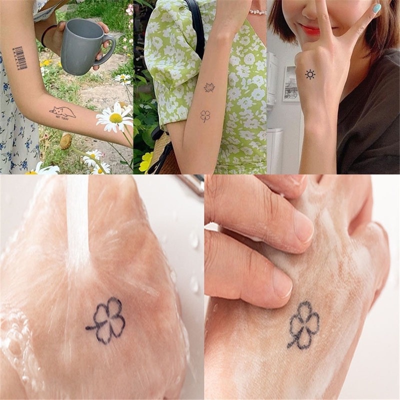 Hình Xăm Dán Họa Tiết Mặt Cười/Trái Tim/Chữ Phong Cách Mùa Hè Độc Đáo