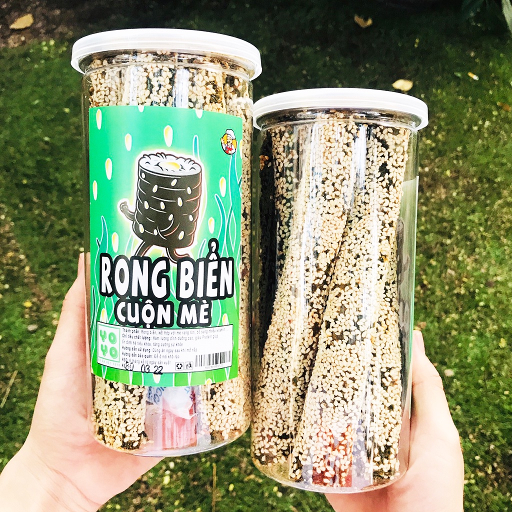 Rong biển cuộn mè, rong biển ăn liền hũ 180g đồ ăn văt Hà My