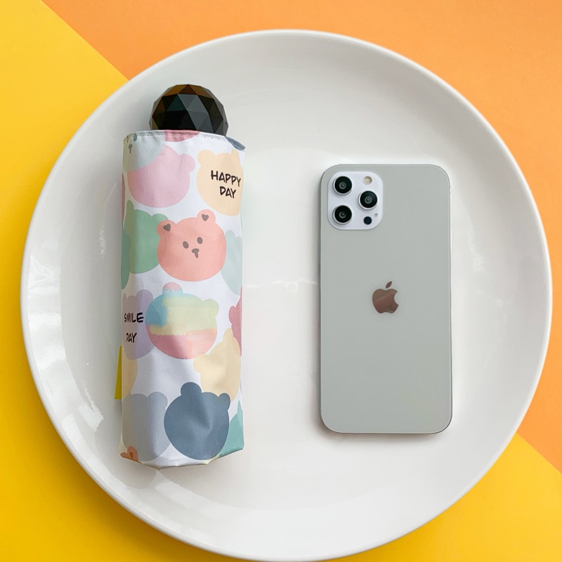 Dù Che Nắng Mini Tự Động Chống Tia UV Họa Tiết Gấu Dễ Thương