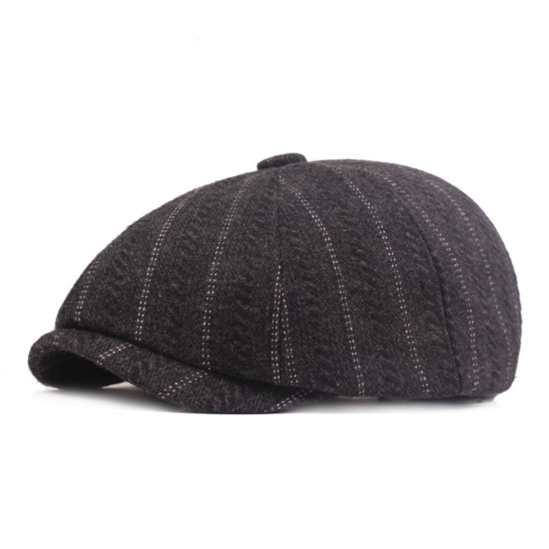 Peaky Blinders Hat Flat Cap Herringbone Tweed Wool Baker Hat