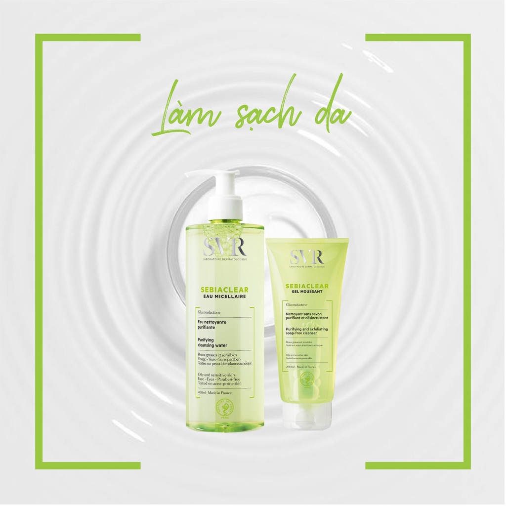 Sữa Rửa Mặt SVR SEBIACLEAR Gel Moussant - Gel rửa mặt SVR làm sạch dạng túi refill 400ml