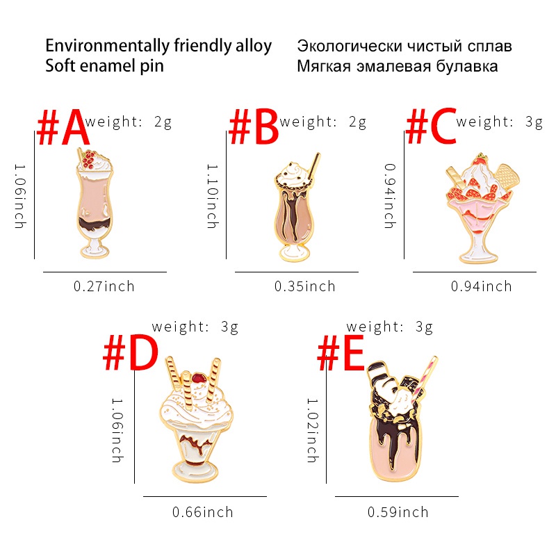 Ghim cài áo QIHE JEWELRY hình cây kem ốc quế/ dâu tây/ bánh quy tráng men dễ thương