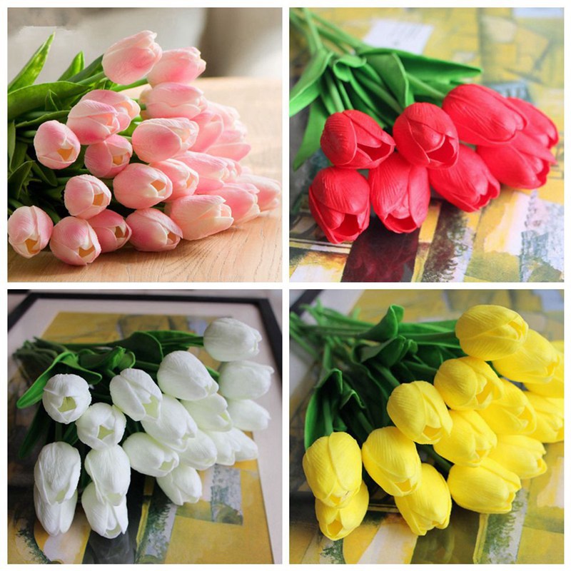 Doggtr Hoa Tulip Nhân Tạo Mini Màu Trắng Xinh Xắn Dùng Trang Trí Tiệc Cưới