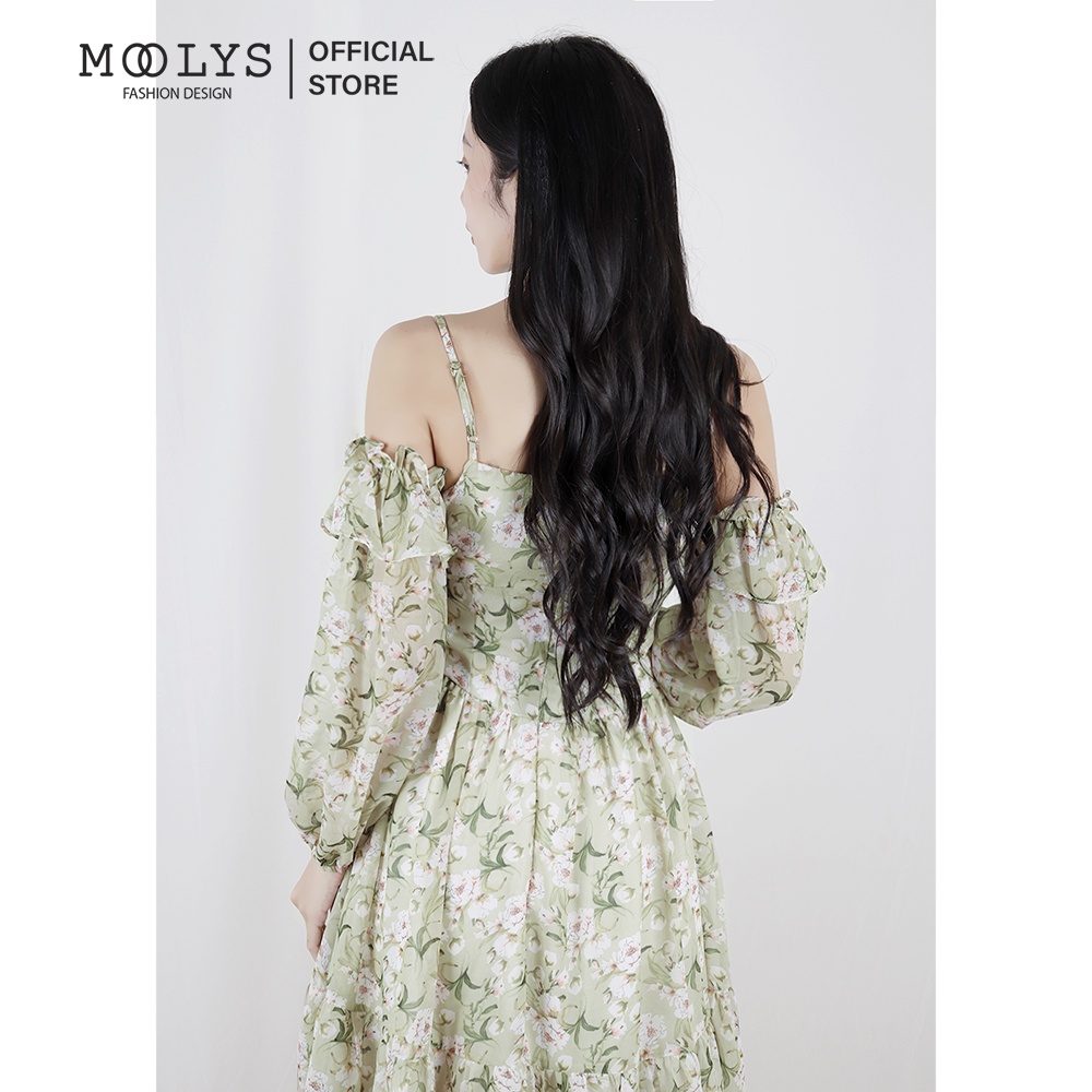 Đầm hoa dài tiểu thư dễ thương Moolys MD009