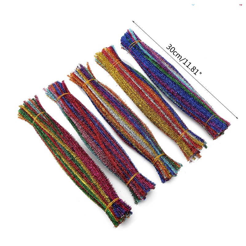 Set 100 Viên Sợi Chenille Lấp Lánh Màu Sắc Ngẫu Nhiên Dùng Làm Đồ Thủ Công DIY