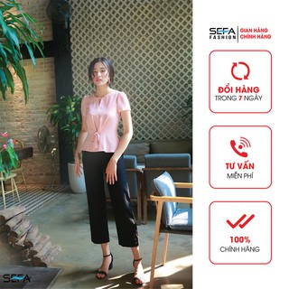 Áo sơ mi cộc tay peplum nơ sefa sfa192136