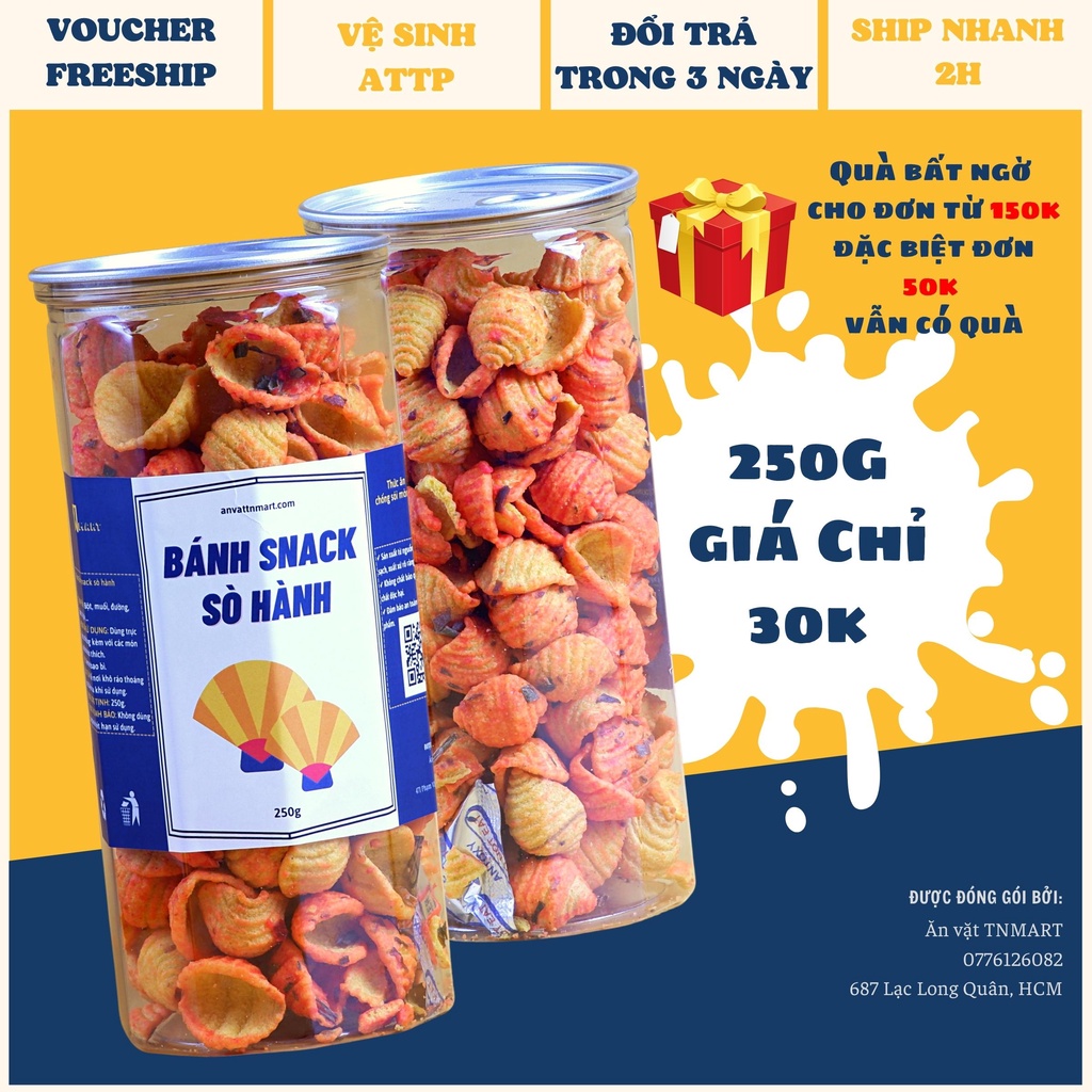 Bánh snack Sò hành ớt lon 250g - ăn vặt ngon rẽ TNmart