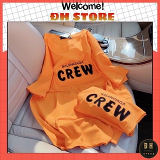 Áo Phông Áo Thun Nữ Thêu Chữ CREW, Hàng Quảng Châu Cao Cấp Chất Mát Không Xù Fom Rộng Giấu Quần