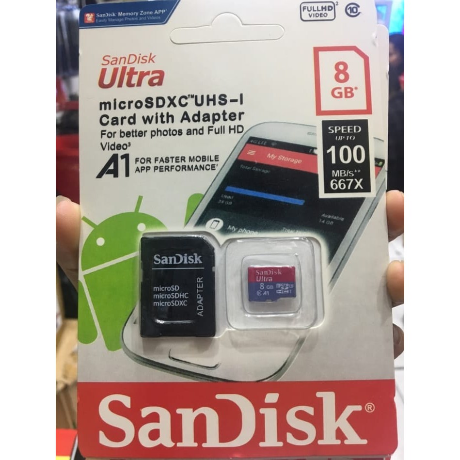 Thẻ Nhớ Sandisk Ultra Micro Sd Uhs-i A1 100mbps 8gb