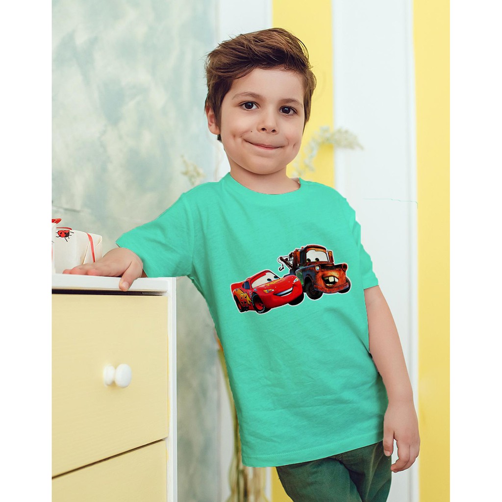 Áo thun Trẻ em in hình Cars - McQueen & Mater chơi đùa Cotton Thun - Dẽ Thương