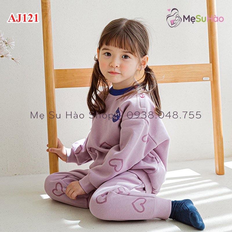 Set nỉ bông siêu xinh siêu ấm áp Cordi-i Hàn Quốc màu tím mã AJ121