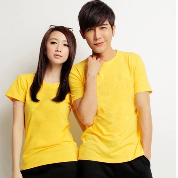 Áo Thun Trơn Áo Phông Cotton Unisex Nam Nữ Vải Dầy Mịn Đẹp Không Xù Lông màu vàng đậm