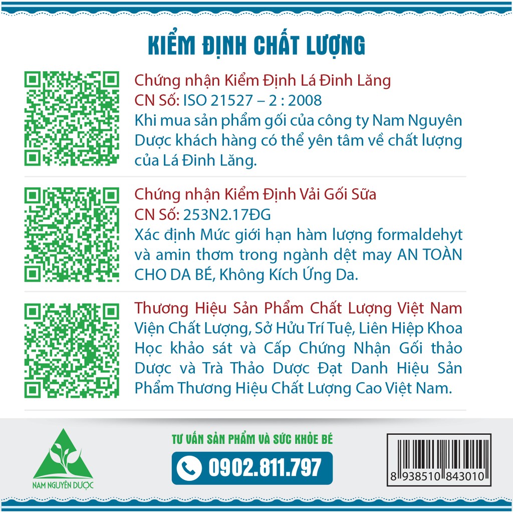 Gối sữa Đinh Lăng cho bé sơ sinh - Nam Nguyên Dược